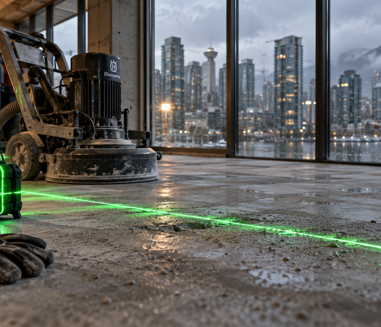 Rainy Skyline Renovation with Laser Level